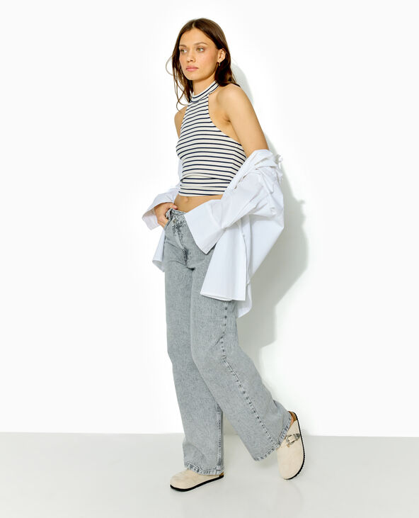 Jean wide taille croisée blanc - Pimkie