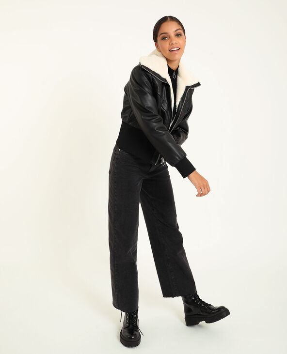 Blouson aviateur simili cuir noir - Pimkie