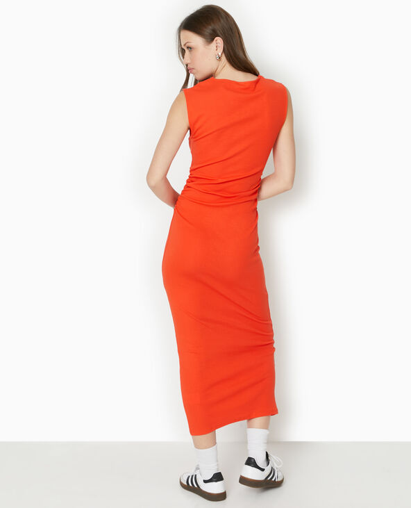Robe longue sans manches avec fronces côtés orange - Pimkie