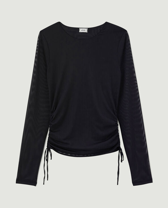 Top en tulle avec liens coulissants noir - Pimkie