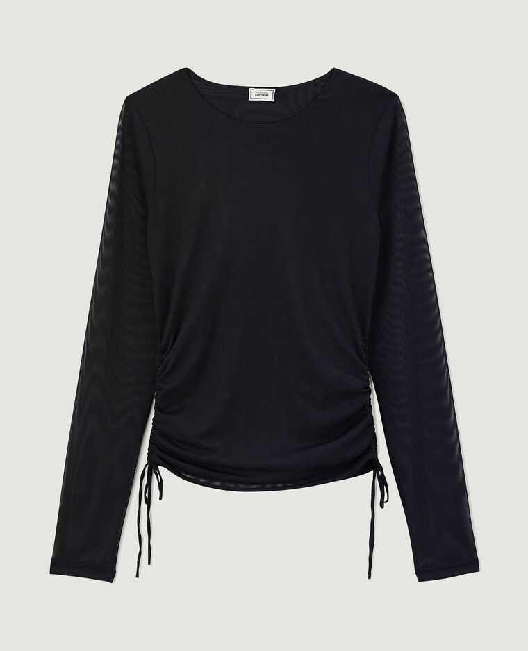 Top micro-mesh avec liens coulissants noir - Pimkie