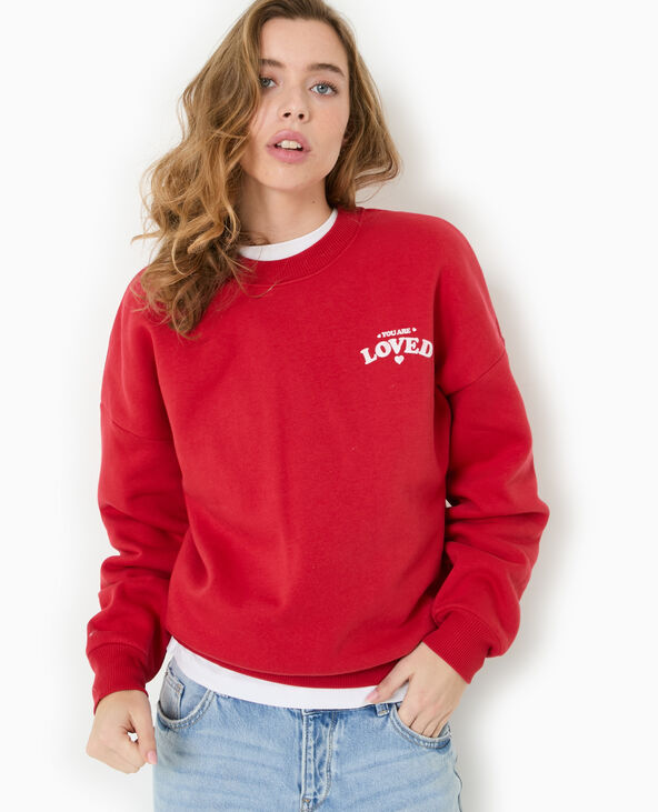 Sweat oversize avec print poitrine et dos  rouge - Pimkie