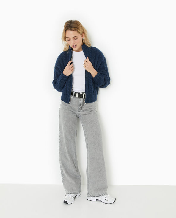 Gilet zippé en maille torsadée bleu marine - Pimkie