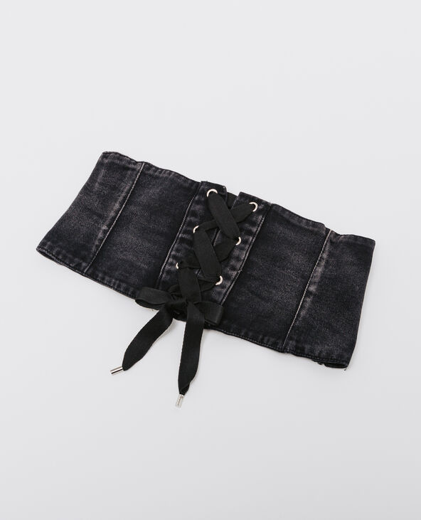 Ceinture corset en jean noir - Pimkie