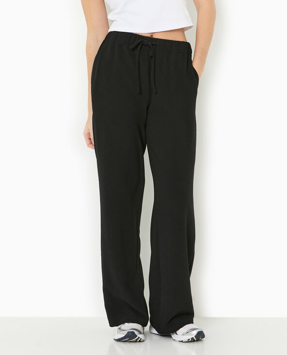 Pantalon fluide en tissu effet crêpe noir - Pimkie