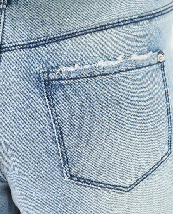 Short en jean destroy brodé bleu - Pimkie
