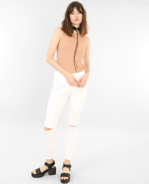 Cropped top côtelé vieux rose - Pimkie