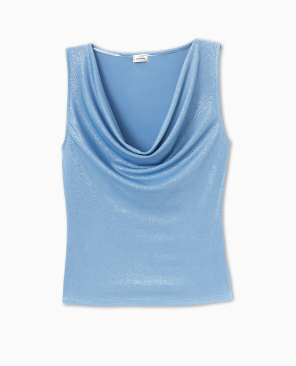 Top col bénitier avec lurex bleu - Pimkie