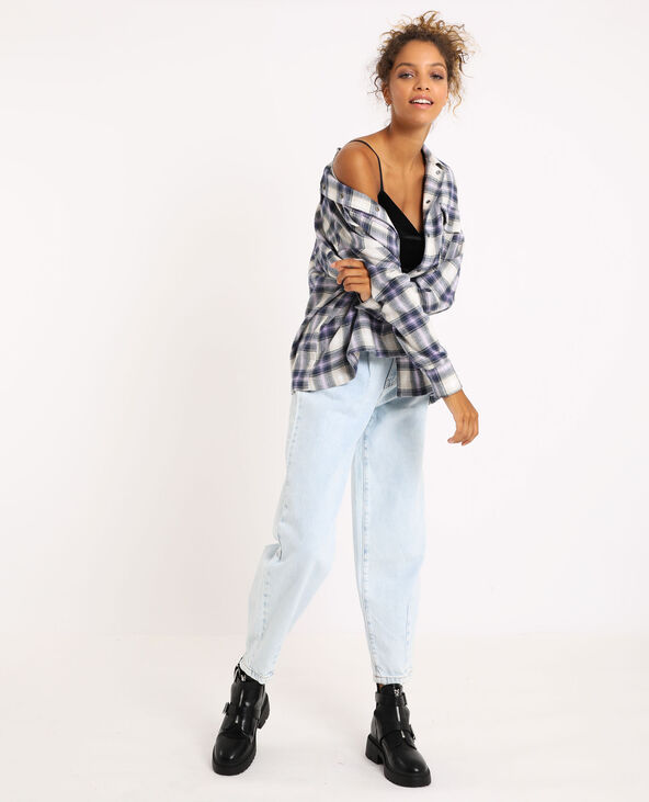 Chemise oversized à carreaux blanc - Pimkie