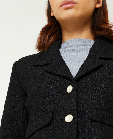 Veste courte effet tweed noir - Pimkie