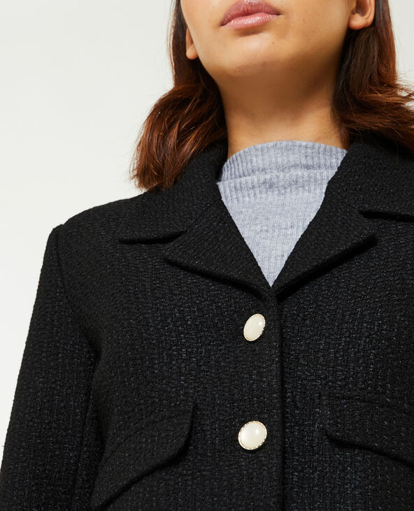 Veste courte effet tweed noir - Pimkie