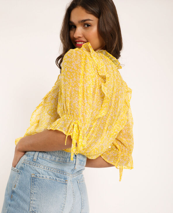 Blouse à volants jaune - Pimkie