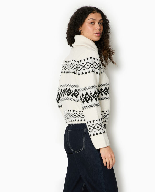 Gilet zippé motif jacquard blanc - Pimkie