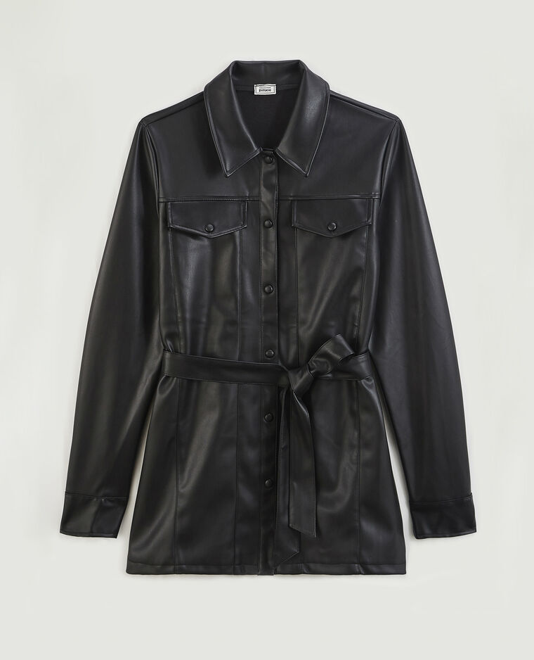 Chemise longue en simili noir - Pimkie