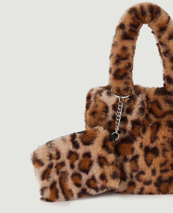 Mini sac effet fourrure léopard beige - Pimkie
