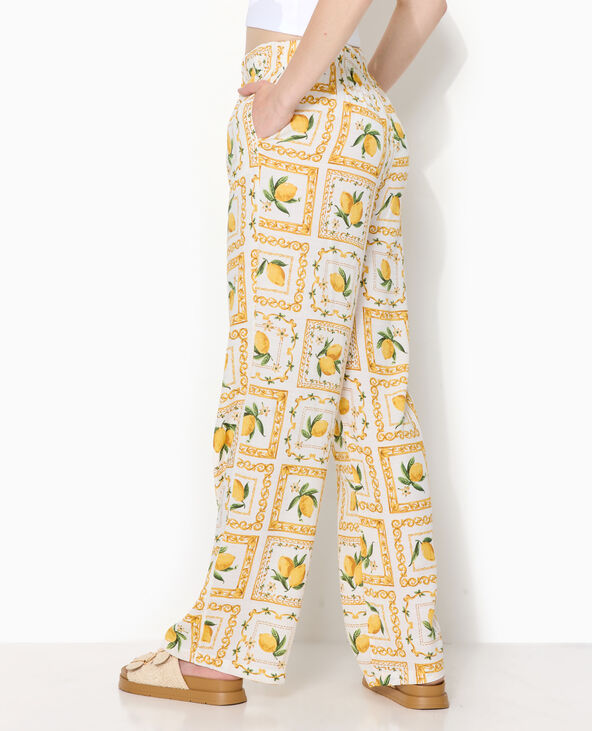 Pantalon taille coulissée motif citrons jaune - Pimkie