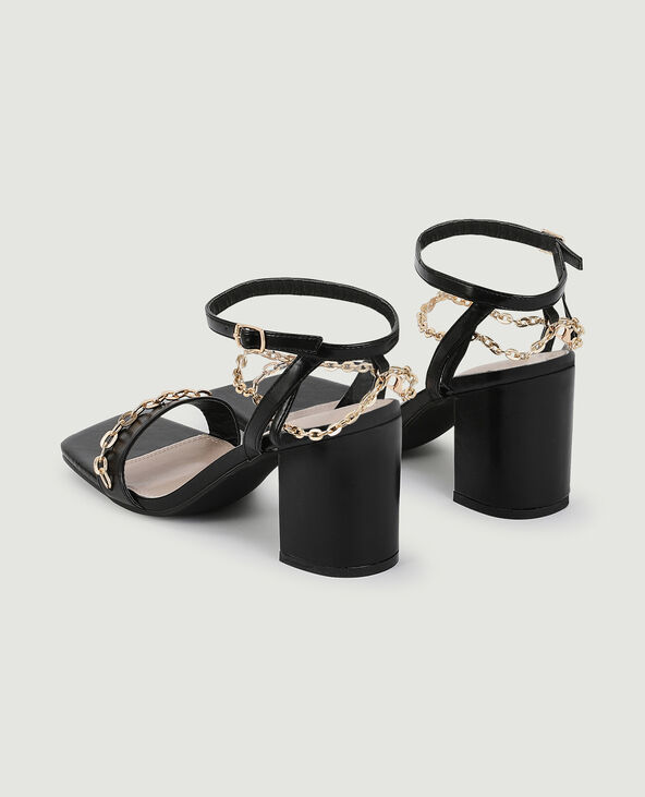 Sandales à talon avec chainettes noir - Pimkie