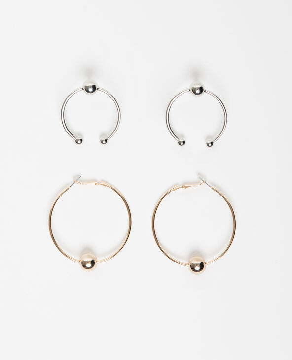 Lot de 2 boucles d'oreilles anneaux argenté - Pimkie