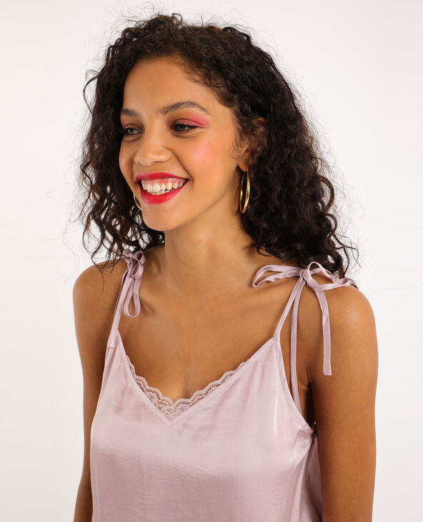 Top en satin et dentelle lilas - Pimkie