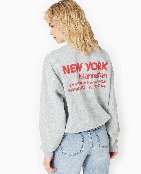 Sweat oversize avec print NEW YORK gris chiné - Pimkie