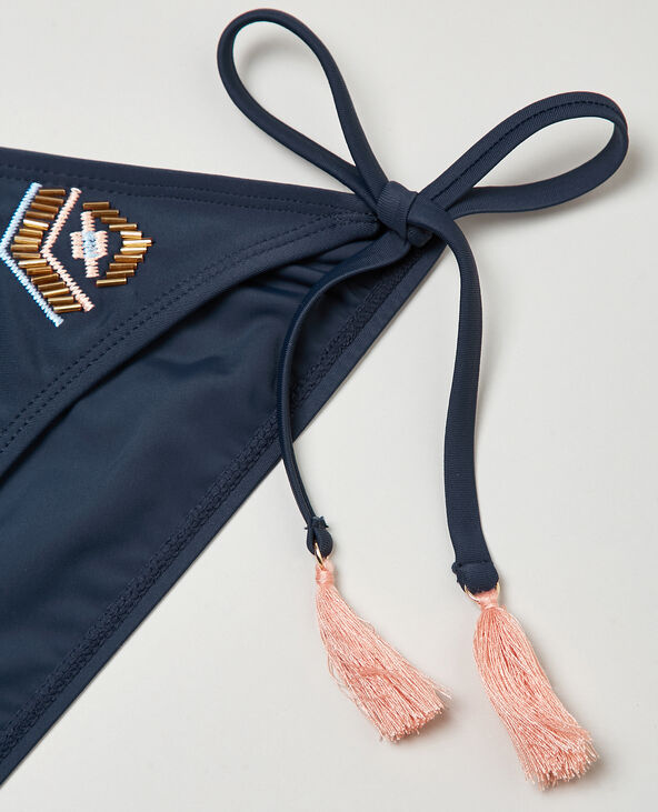 Culotte de bain ethnique avec pompons bleu marine - Pimkie