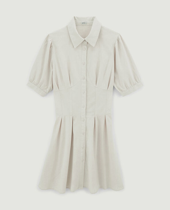 Robe cintrée et boutonnée avec lin sable - Pimkie