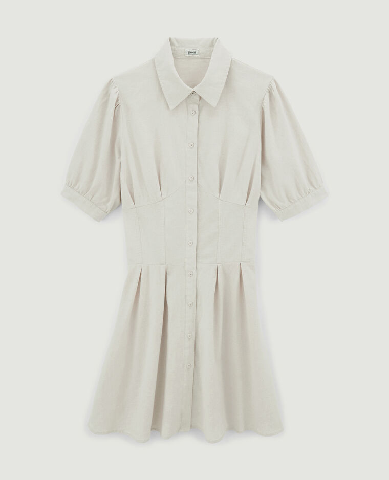 Robe cintrée et boutonnée avec lin sable - Pimkie
