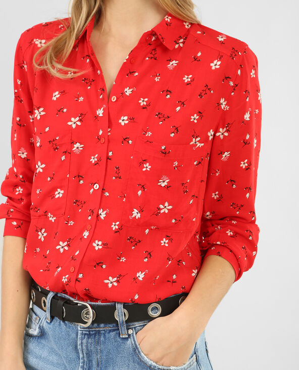 Chemise fleurie rouge - Pimkie