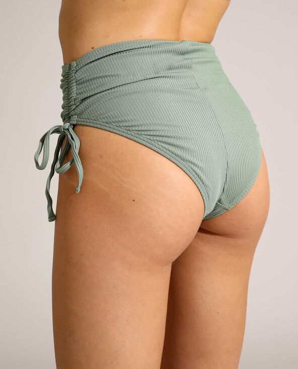 Bas de maillot de bain culotte côtelé vert de gris - Pimkie