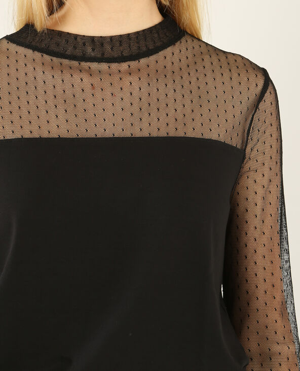 T-shirt en tulle noir - Pimkie