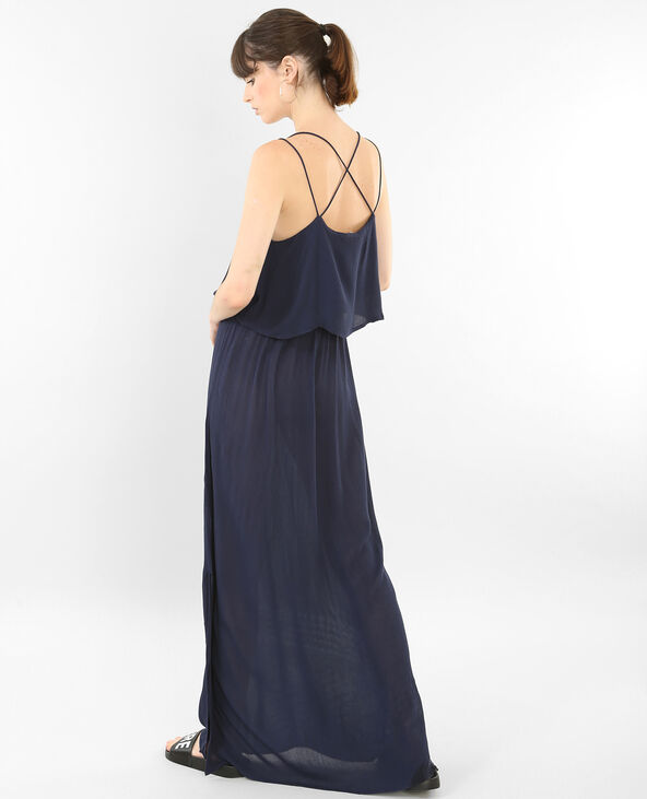 Robe longue dos croisé bleu marine - Pimkie