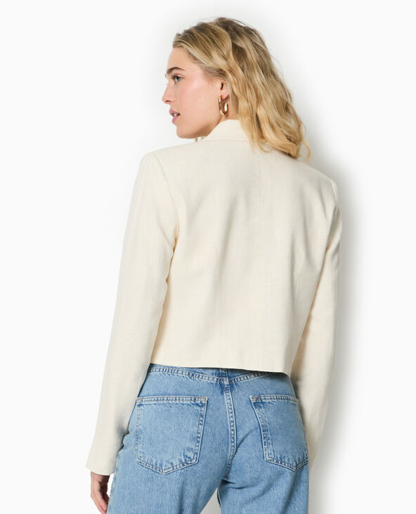 Veste blazer courte avec lin blanc - Pimkie
