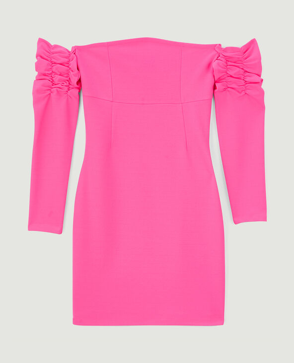 Robe courte en maille encolure Bardot rose - Pimkie