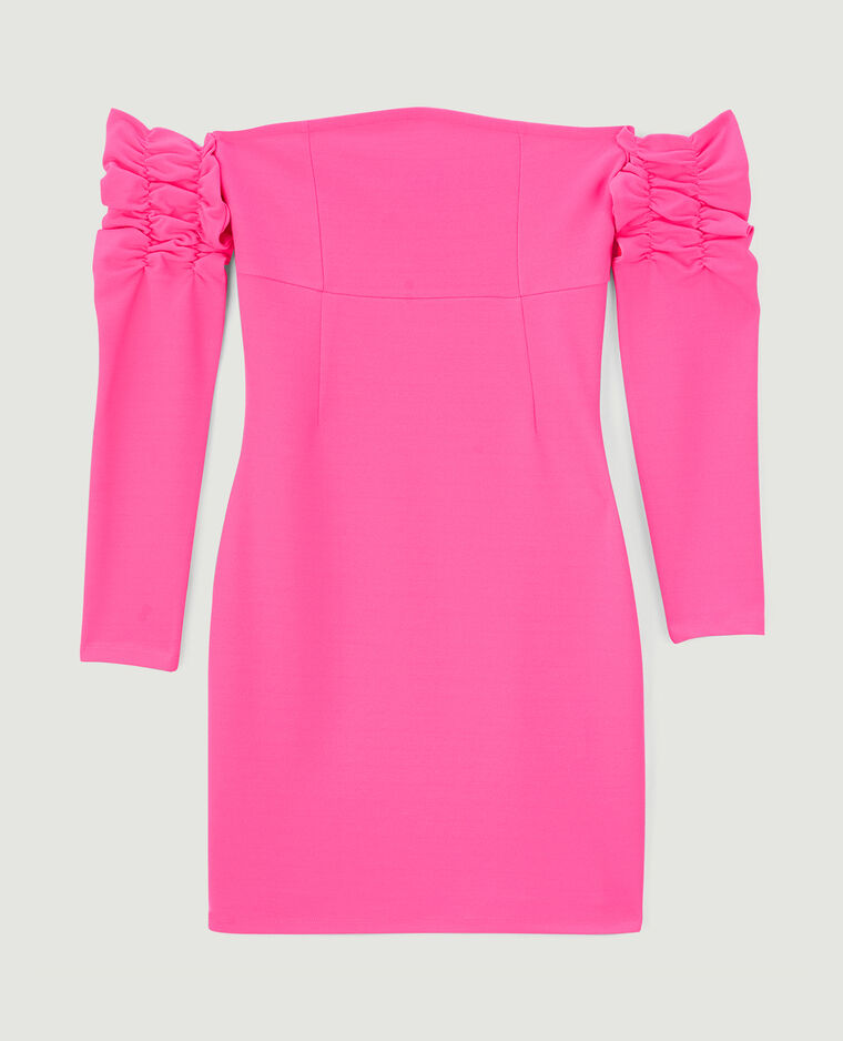 Robe courte en maille encolure Bardot rose - Pimkie