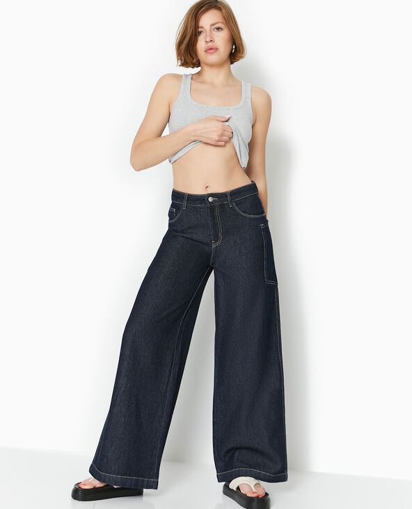Jean wide avec poches côtés taille regular bleu - Pimkie