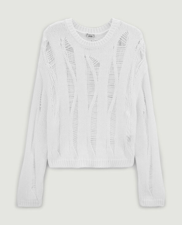Pull court avec détails ajourés blanc - Pimkie