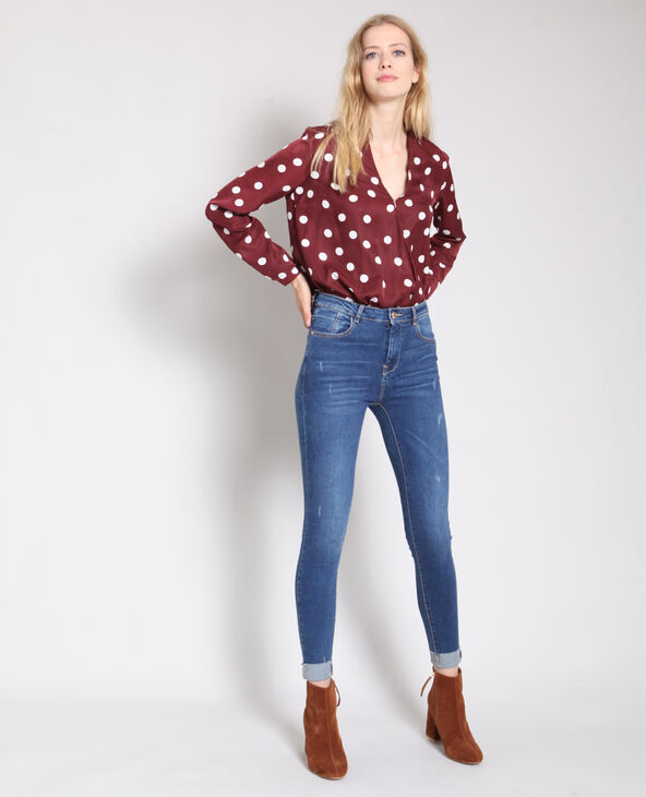 Blouse à pois bordeaux - Pimkie