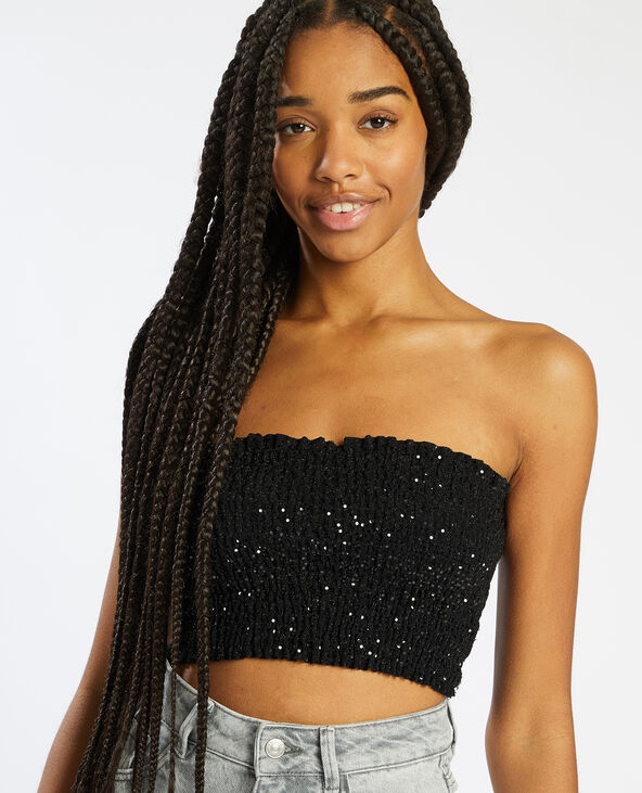 Bandeau côtelé à paillettes gris - Pimkie