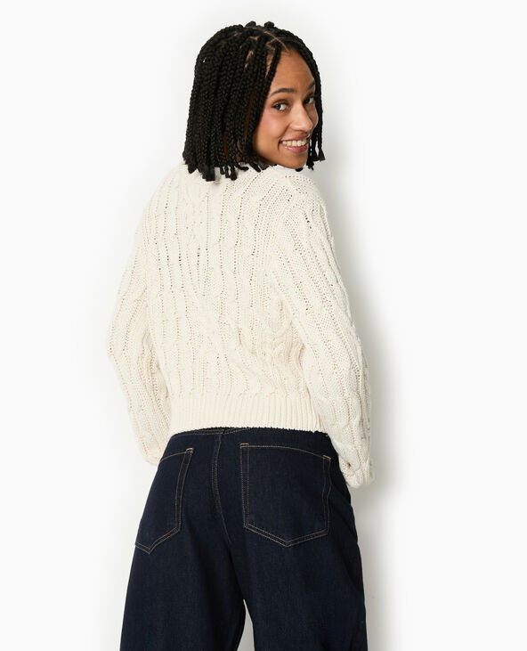 Gilet en maille torsadée blanc - Pimkie