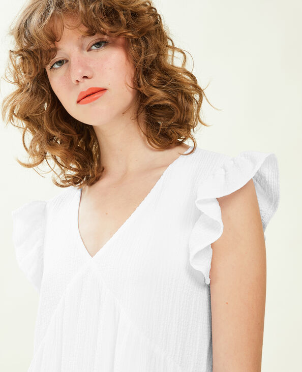 Robe courte tissu gaufré blanc - Pimkie