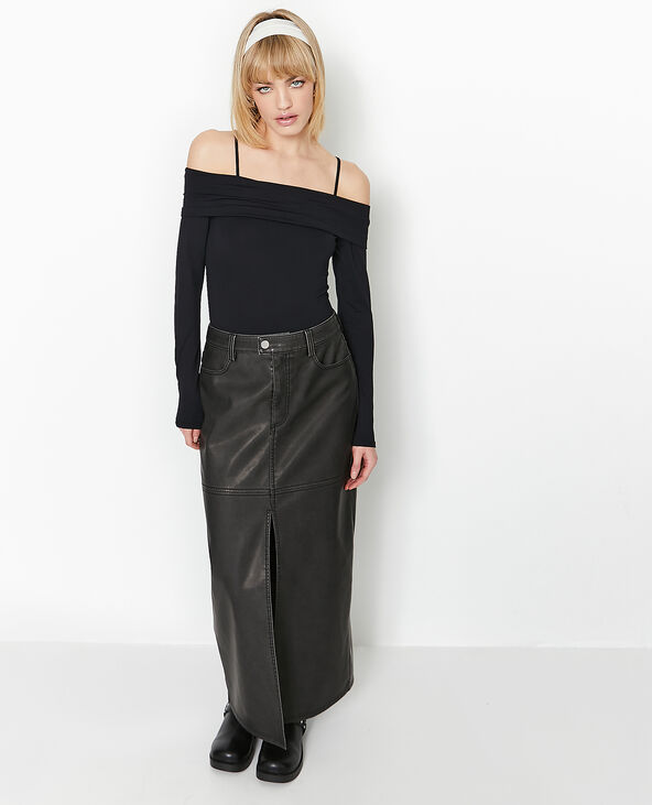 Body manches longues encolure Bardot noir - Pimkie
