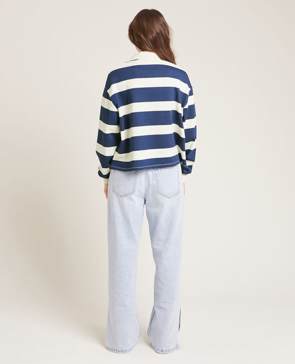 Sweat col polo bleu marine - Pimkie