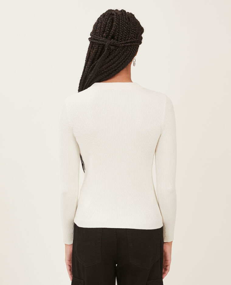 Pull col rond maille côtelée blanc - Pimkie