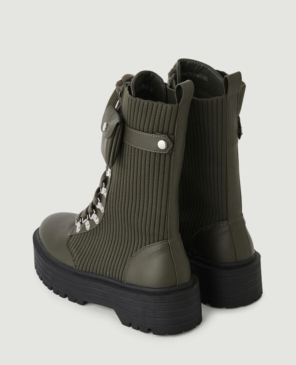 Bottines bimatières style rangers taupe - Pimkie