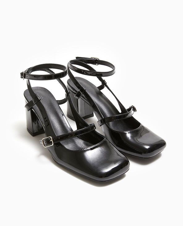 Babies vernies avec talon ouvert noir - Pimkie