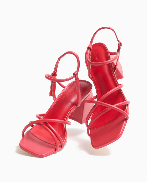 Sandales à talons avec brides rouge - Pimkie