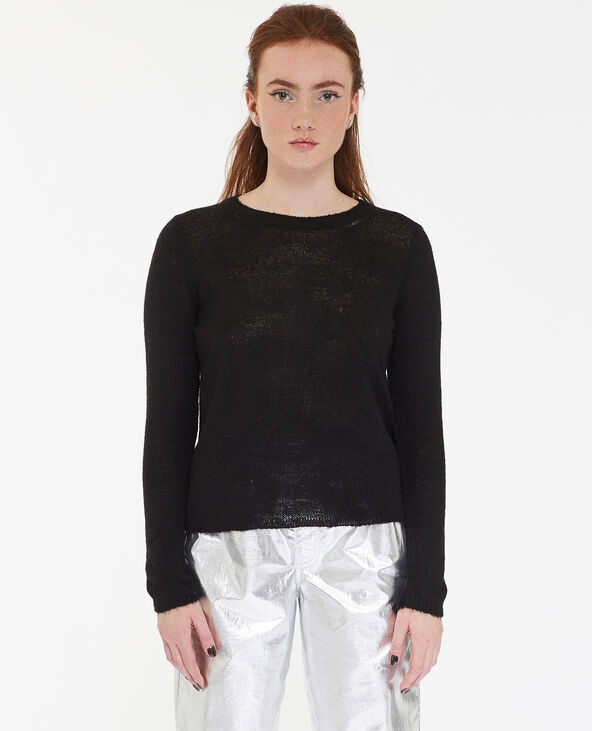 Pull en maille légère et transparente noir - Pimkie