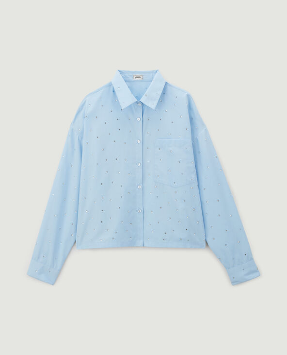 Chemise courte avec strass bleu - Pimkie