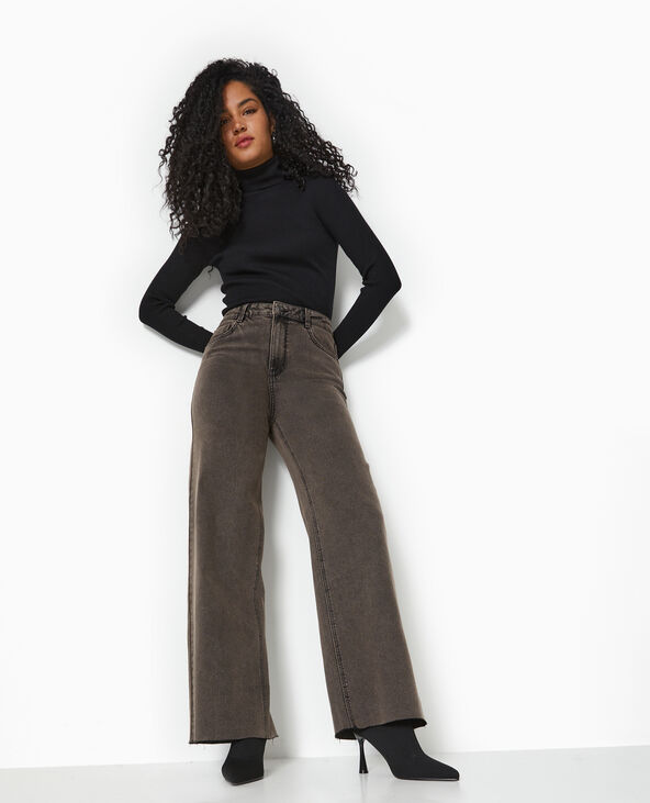 Jean wide taille haute avec bas coupes