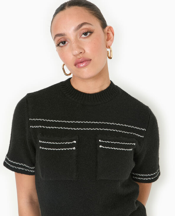 Robe courte en maille avec détails contrastés noir - Pimkie